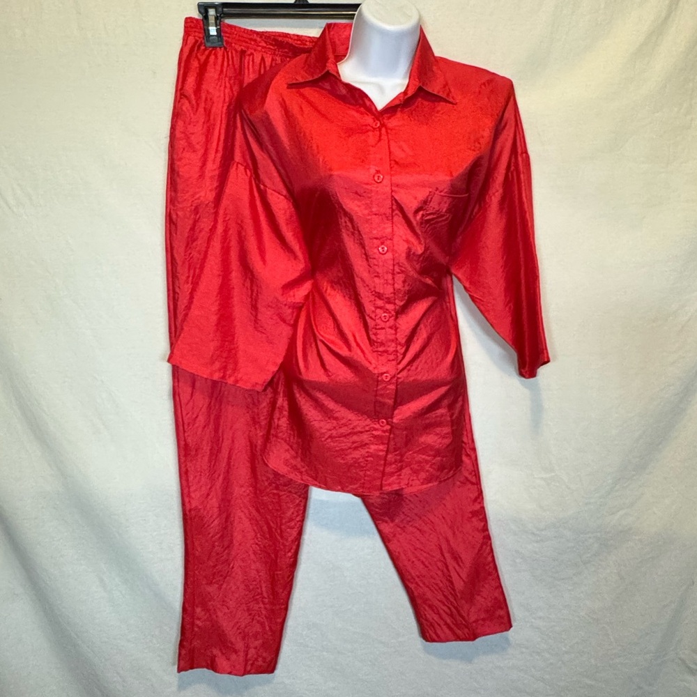 P-57 Park Place Vintage Red 2-Piece Pantsuit‎ Size L